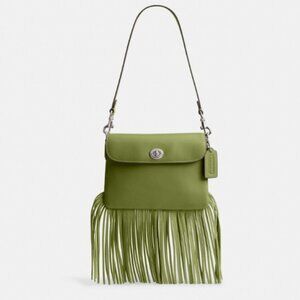 Coach 1964 Fringe Bag Dark Lime Leather Crossbody Shoulder Bag